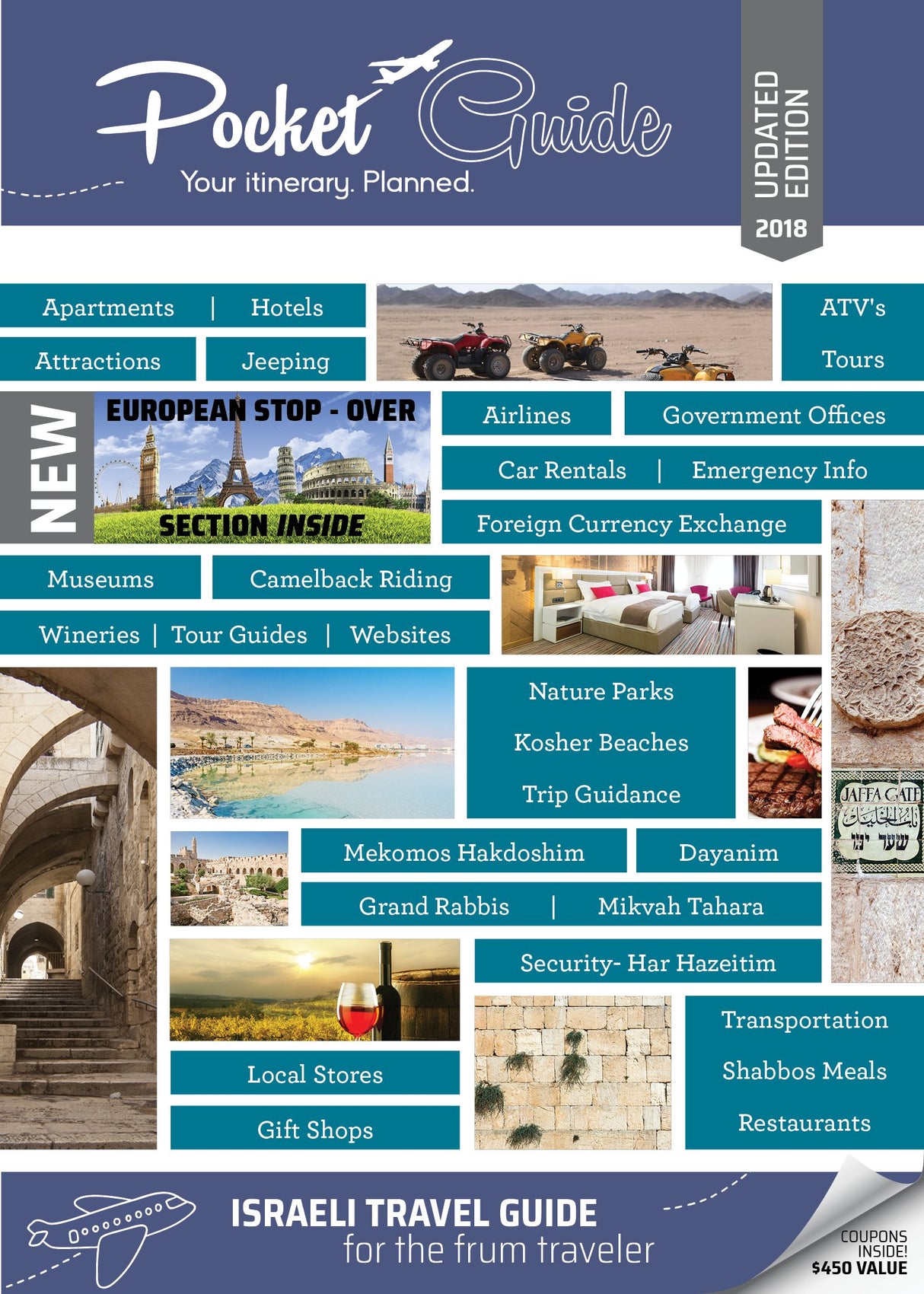 Pocket Guide, Israeli Travel Guide, for the frum traveler, paperback 2018
