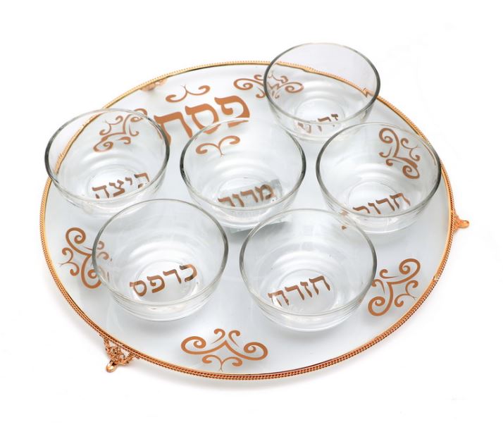 Seder Plate-Glass-Gold Wire Design