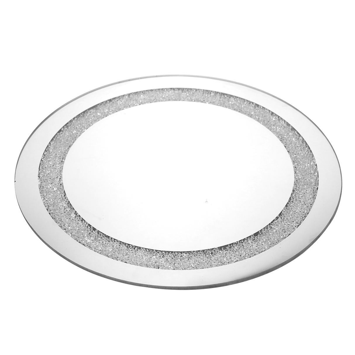 Mirror Tray With Diamonds Round