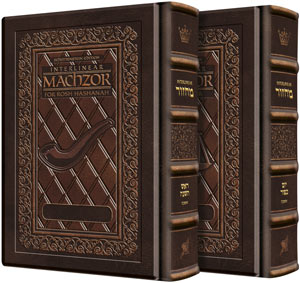 Ashkenaz Yerushalayim Dark Brown Schottenstein Interlinear 2 Vol Machzor Set
