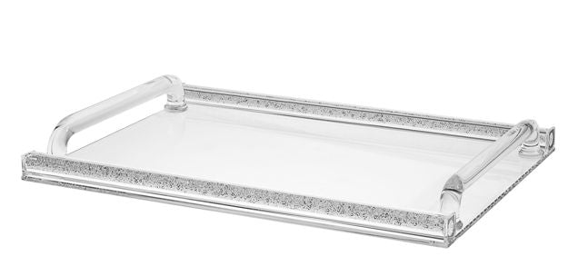Tray-Crystal and Silver with Crushed Stones
