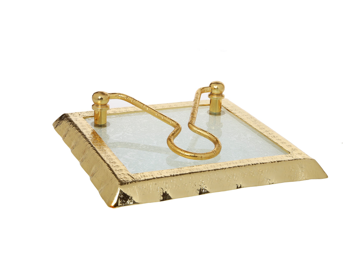 Napkin Holder with Gold Scalloped Rim