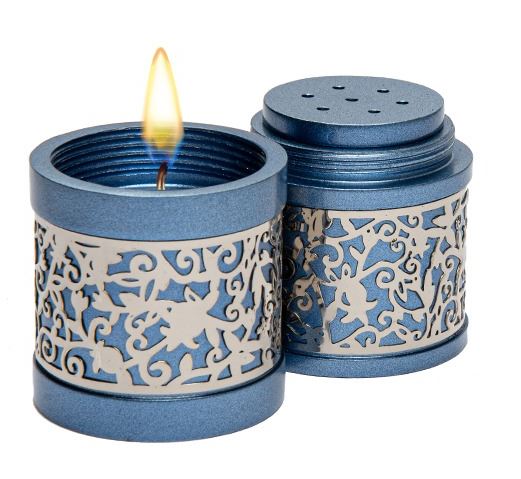 Yair Emanuel: Havdallah Set - Travel -Blue/Silver Cut Out