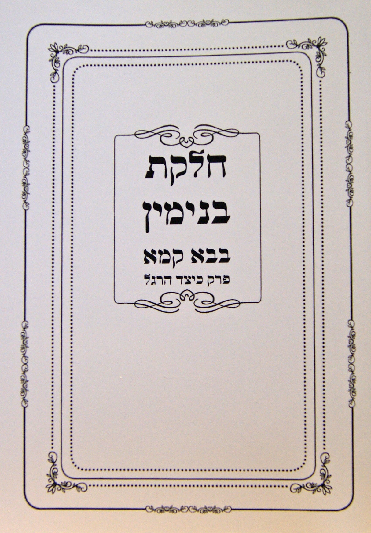 חלקת בנימין - בבא קמא חלק ב פרק המניח