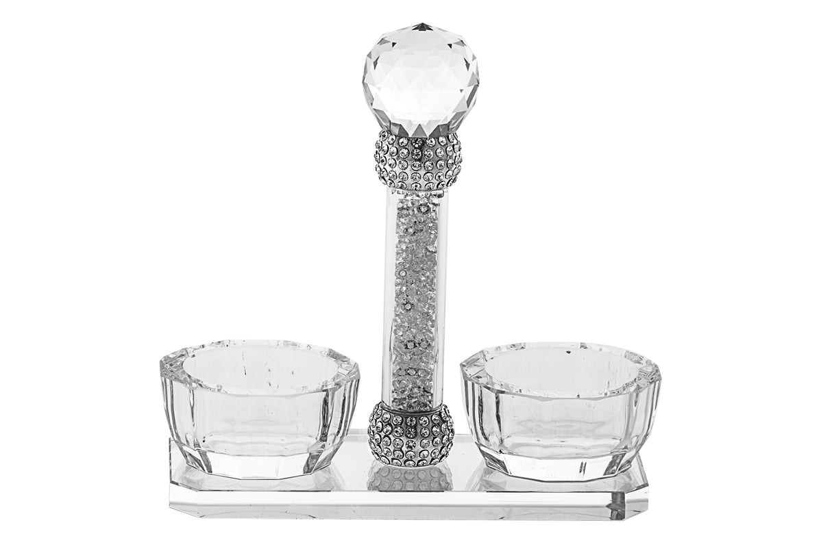 Salt and Pepper Holder-Crystal with Crushed Stones