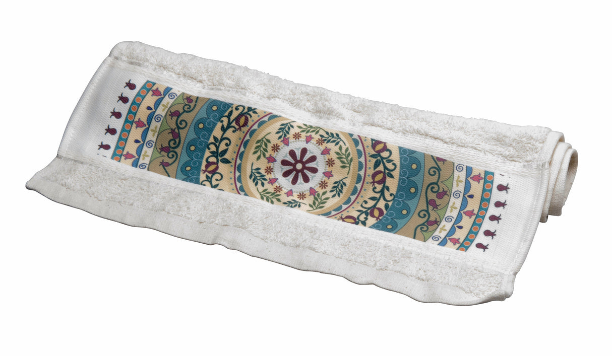 Dorit Judaica: Towel - Mandala Design-Beige /Turquoise