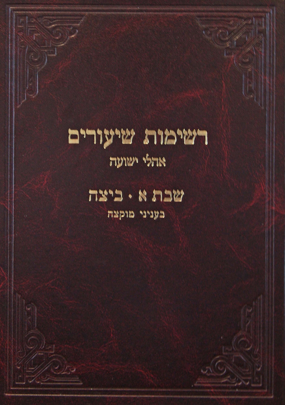 רשימות שיעורים אהלי ישועה שבת א' ביצה חדש