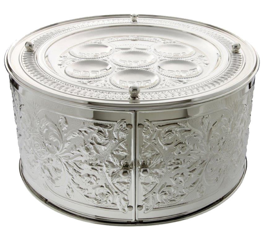 Seder plate 3 tier-Silver Plated-Floral Design-35.5x18cms