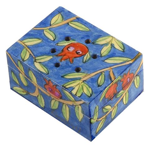Yair Emanuel:Besamim Spice Box - Hand Painted - Pomegranate Design
