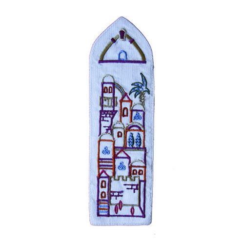 Yair Emanuel: Bookmark - Embroidered - Jerusalem Design in  White