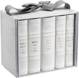 Machzor 5 Vol Slipcased Set Mid Size Sefard Faux Leather - White
