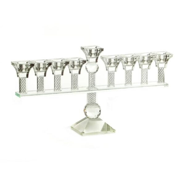 Menorah - Crystal with Silver Decoration 20cm