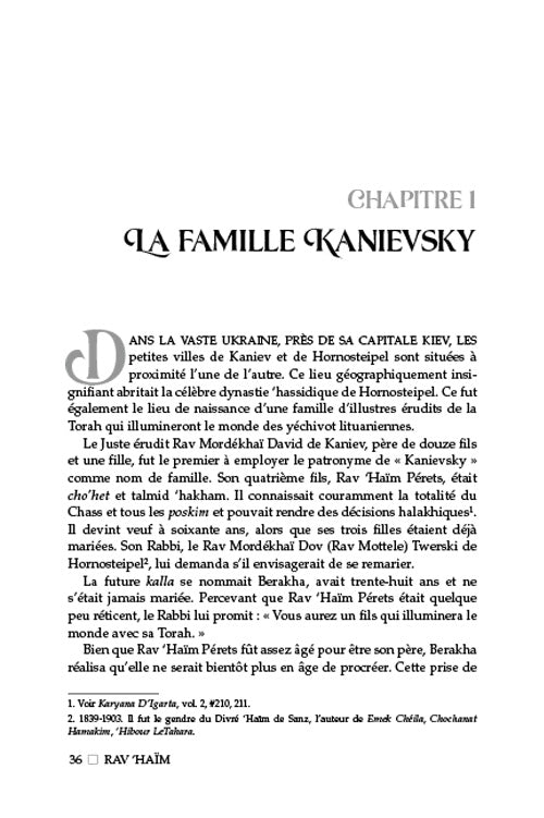 Rav 'Haim - Biographie de Rav Chmaryahou Yossef Haim Kanievsky