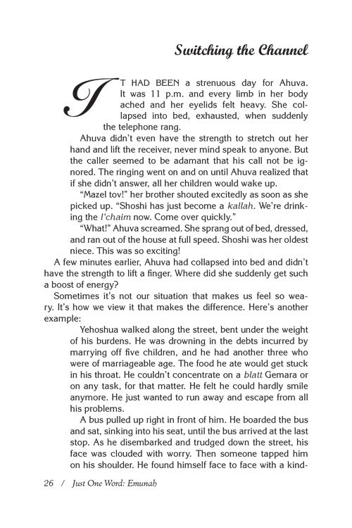Just One Word - Emunah - Heartwarming & Inspiring Stories Paperback