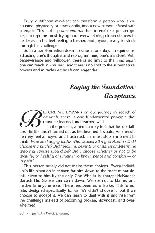 Just One Word - Emunah - Heartwarming & Inspiring Stories Paperback