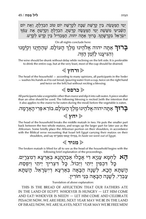 מחזור ארטסקרול פסח כיס אשכנז-הוראות באנגלית