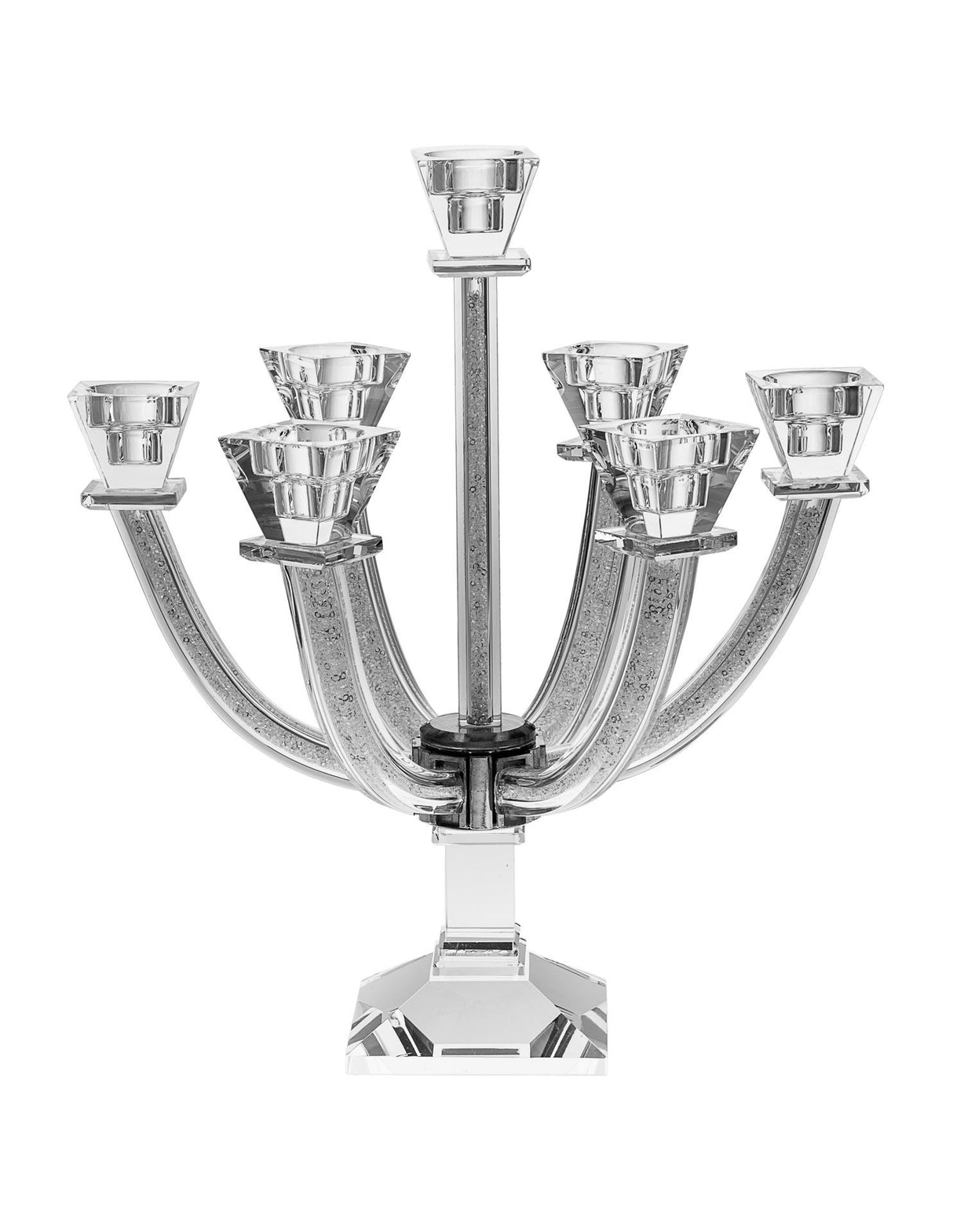 Candelabra- 7 Branches-Curved-Crystal With Crystal Stones
