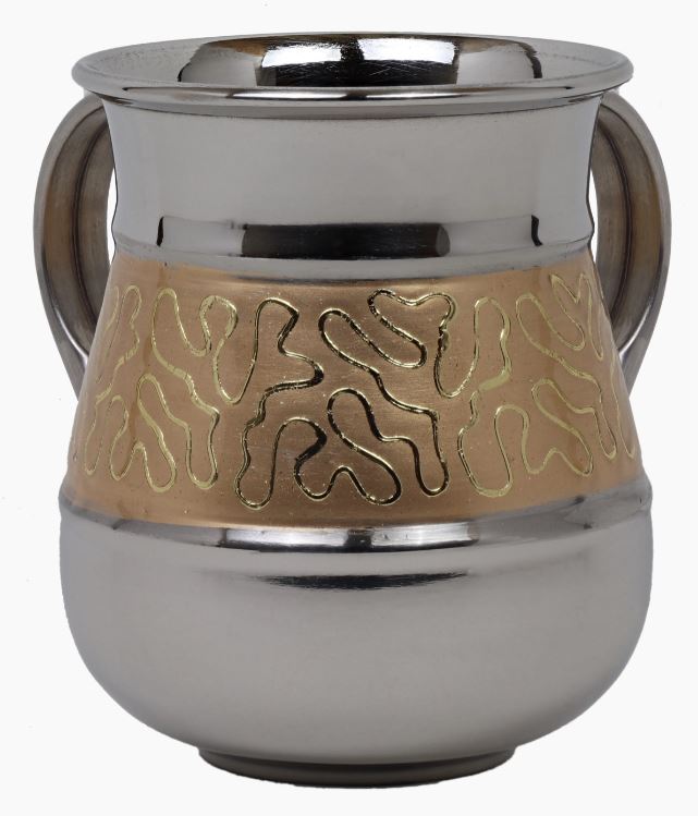 Washing Cup-Polished Stainless Steel With Gold Motif