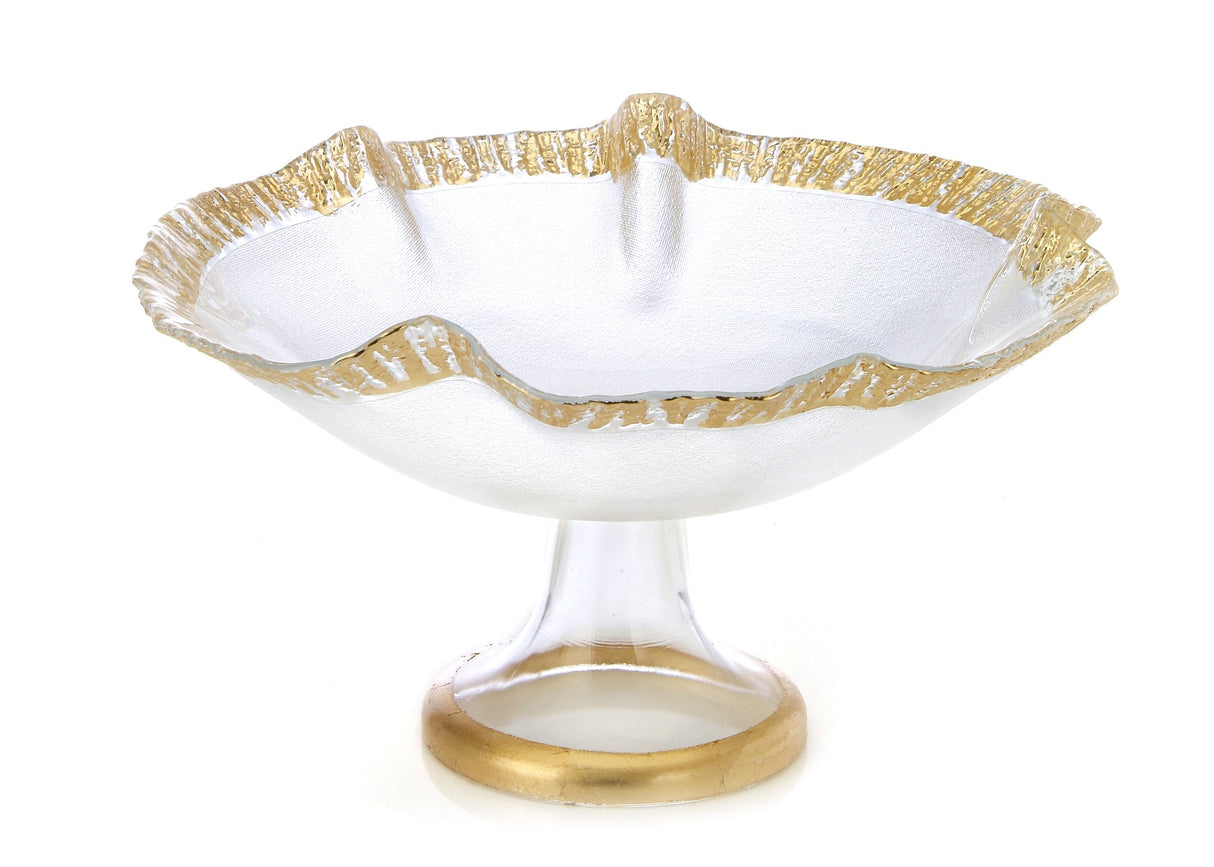 Glass Bowl Scalloped with Gold Leafing 30.5cm