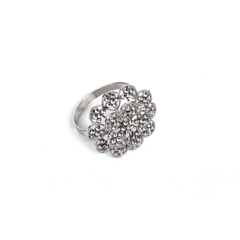 Napkin rings Set of 6 Nickel flower