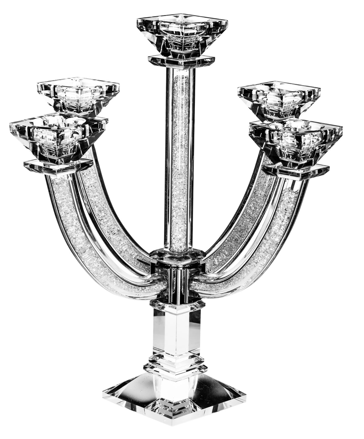 Candelabra- 5 Branches-Curved-Crystal With Crystal Stones 31.75cm