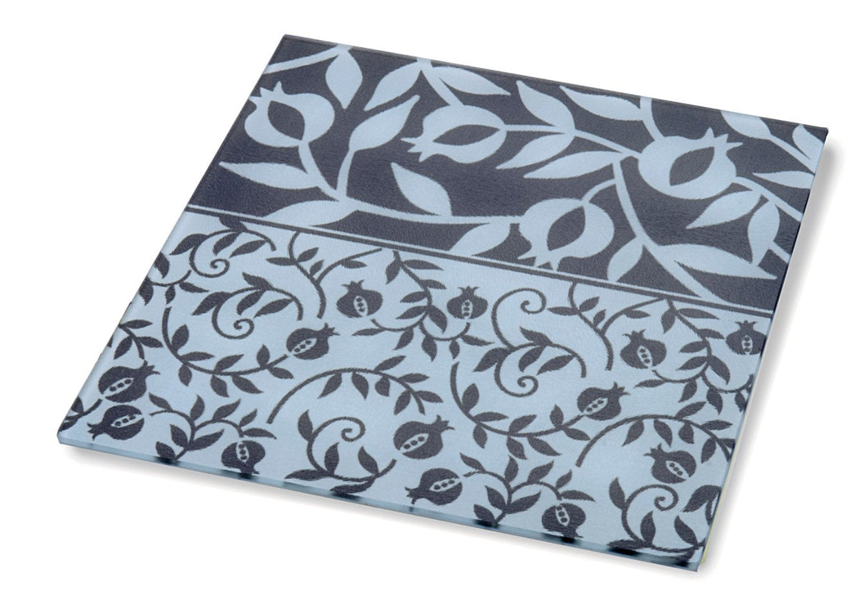 Dorit Judaica: Hot Dish Table Protector/Trivet-Tempered Glass-Pomegranate Design
