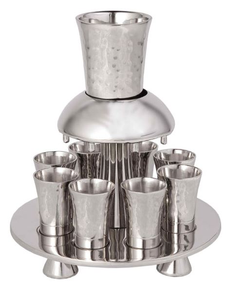 Yair Emanuel:lWine Fountain Set - Hammered Metal with Decoration