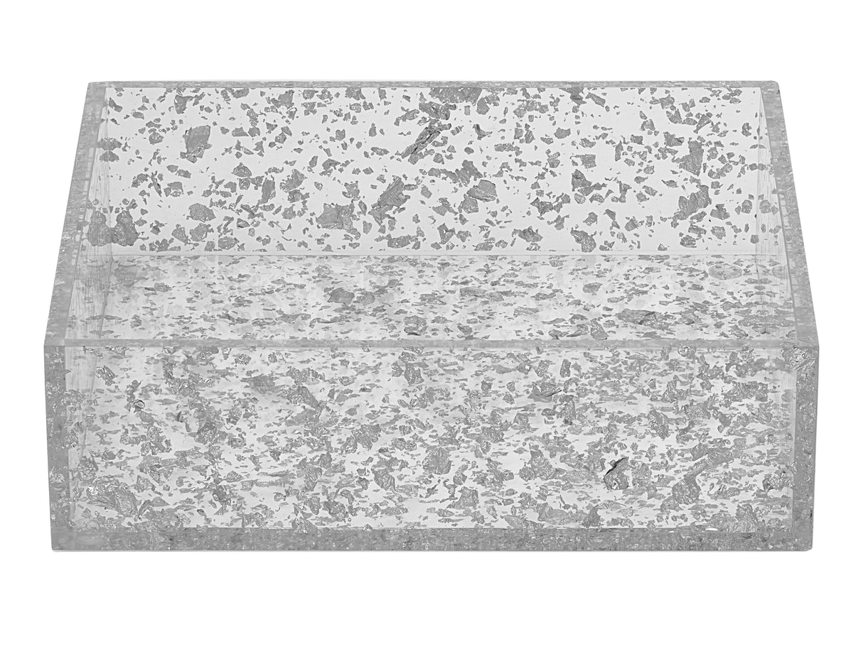 Napkin Holder-Acrylic-Silver Flakes Decoration