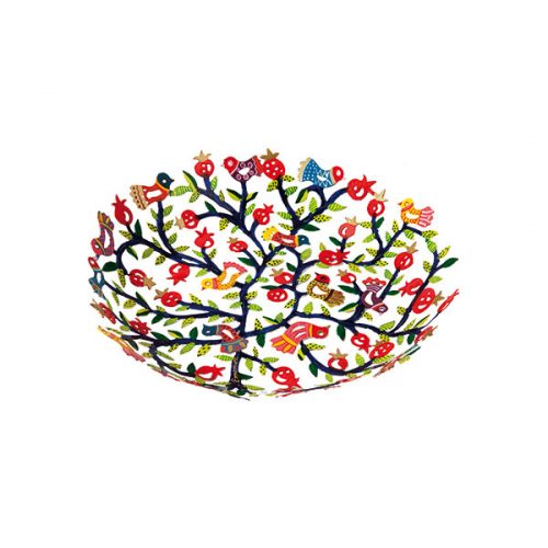 Yair Emanuel: Bowl - Small - Laser Cut + Hand Painted with Pomegranate Decoration