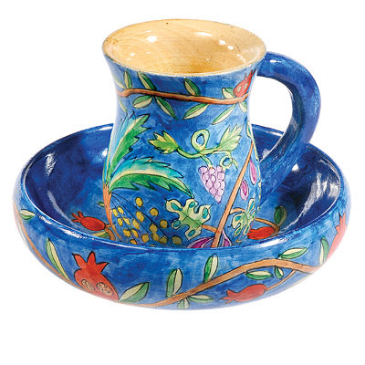 Yair Emanuel:Mayim Achronim -Wooden- Hand Painted with Seven Species Design