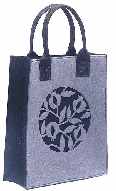 Dorit Judaica : Ladies and Girls Felt Tote Bag-Mauve-Pomegranate Pattern