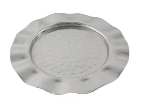 Decorative Plate-Hammered  Stainless Steel with Wavy Rim