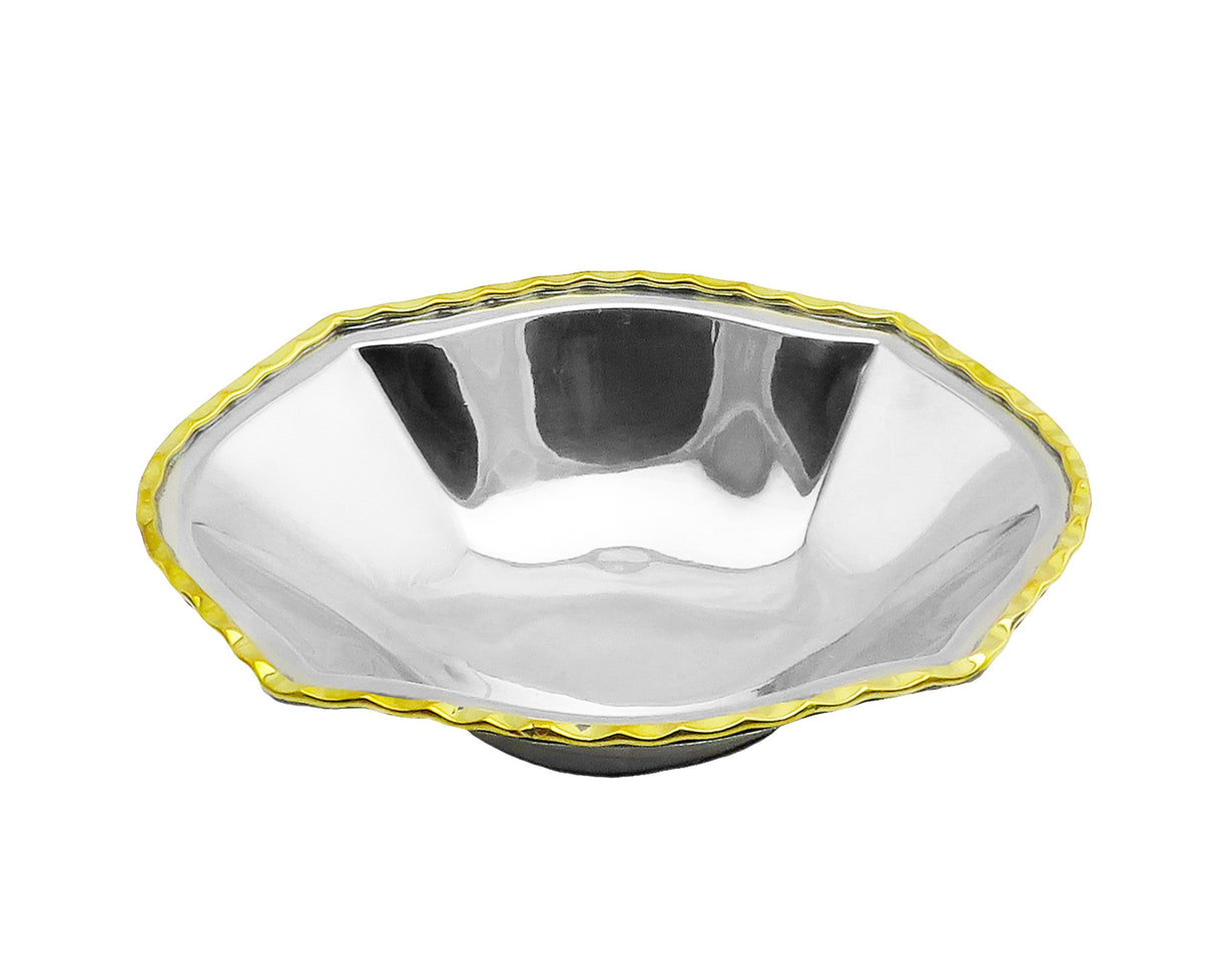Octagonal Dish-Stainless Steel With Gold Border