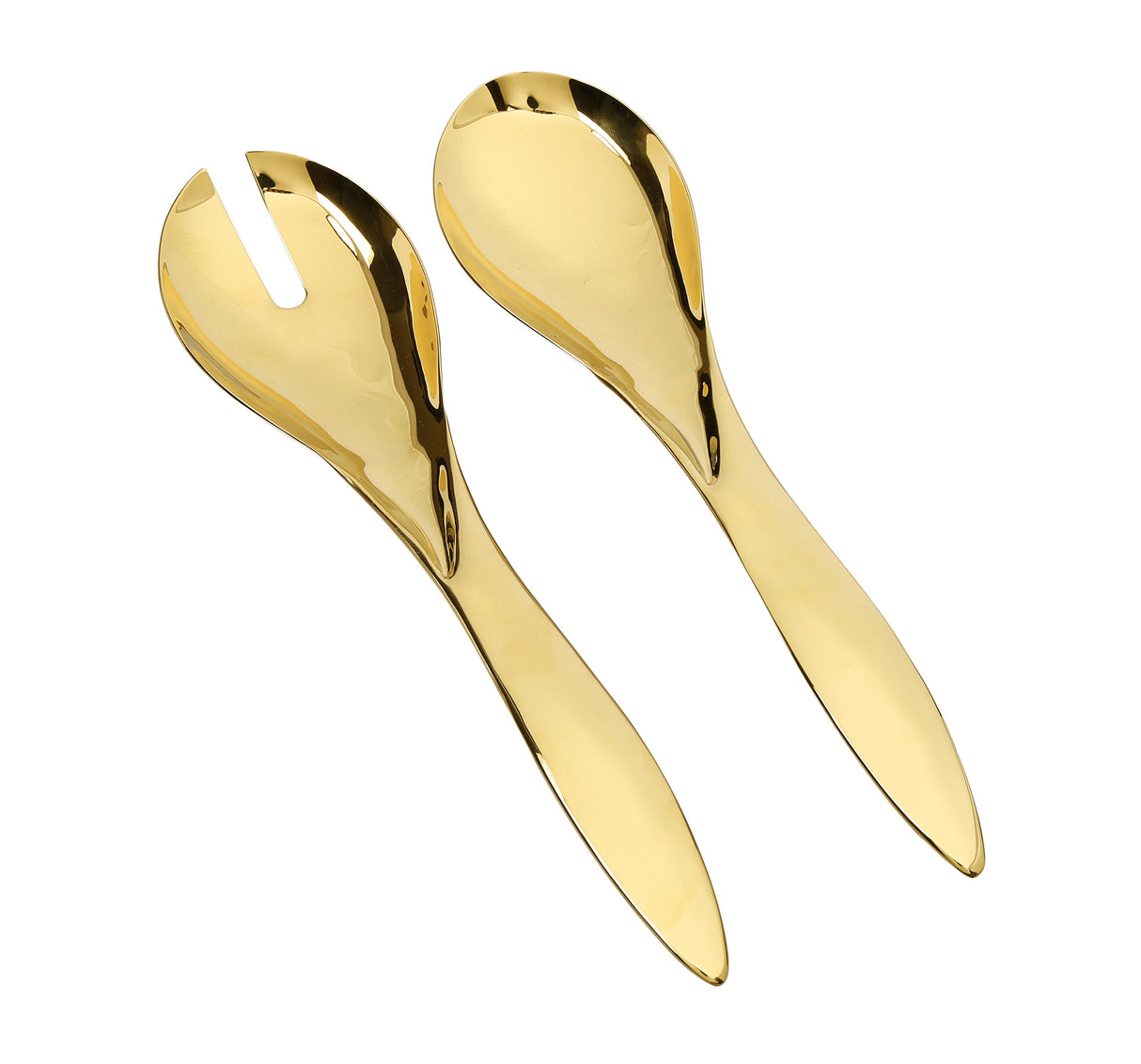 Set of 2  Salad Servers-Stainless Steel-Shiny Gold