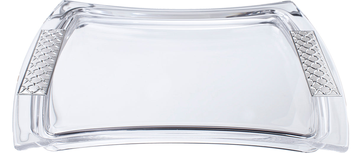 Glass Tray with Silver Chain Design