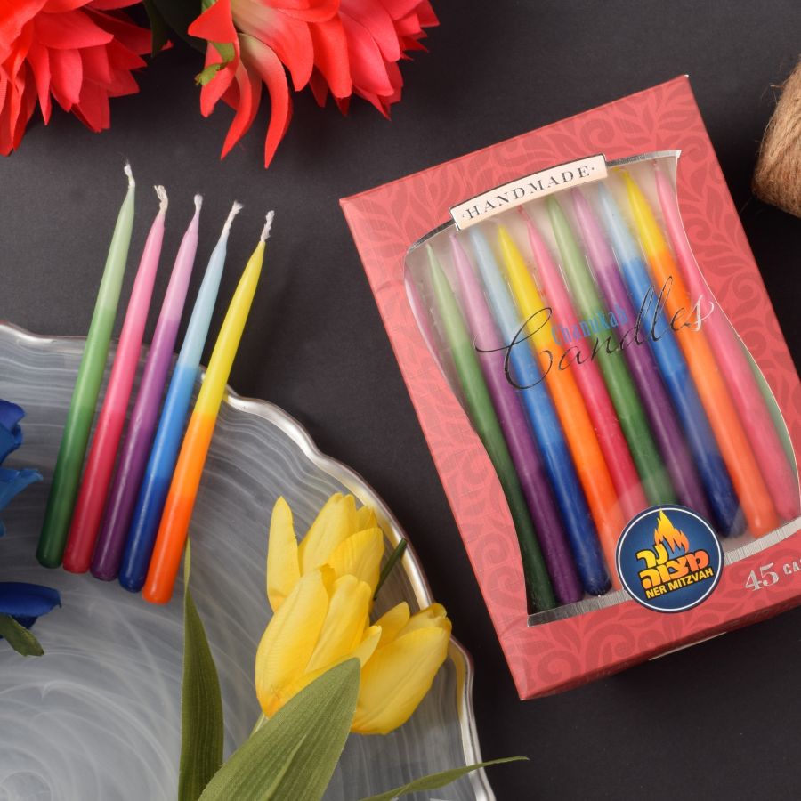 Ner Mitzvah Tri Color Chanukah 45pk Candles